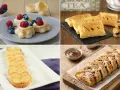 Quattro idee di dolci con pasta sfoglia: tartellette alla crema e frutti di bosco, fagottini al cioccolato, ventagli e treccia alla nocciola.