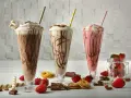 Tre milkshake golosi: cioccolato, mandorle e fragola. Una deliziosa milkshake ricetta per ogni gusto, con fragole fresche e biscotti.
