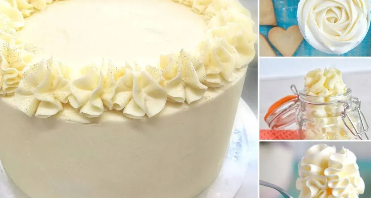 Torta decorata con crema solida per farcire torte, con dettagli scintillanti e decorazioni a rosa.