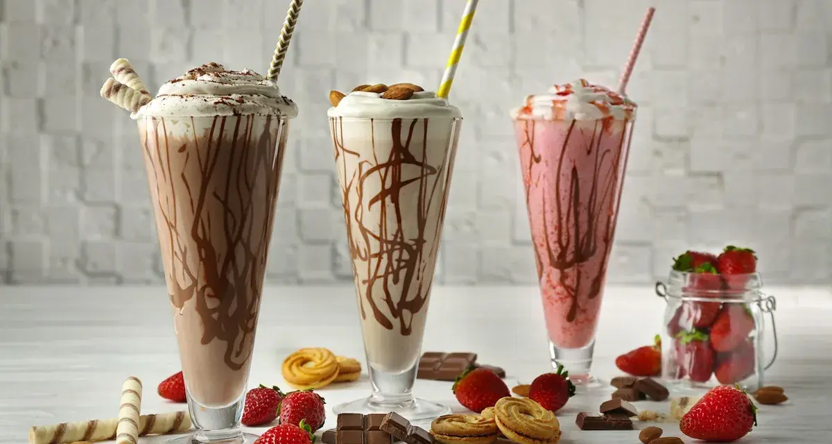 Tre milkshake golosi: cioccolato, mandorle e fragola. Una deliziosa milkshake ricetta per ogni gusto, con fragole fresche e biscotti.