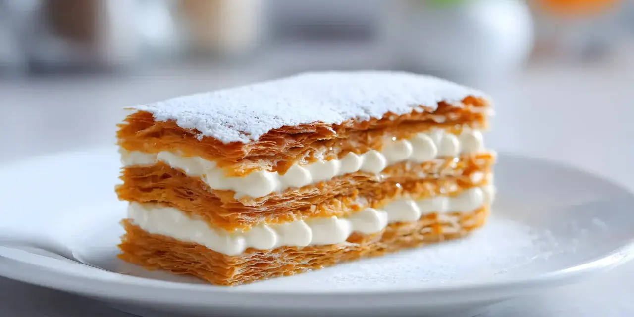 Millefoglie con crema pasticcera, un dolce perfetto per chi vuole imparare come usare agar agar per una consistenza ideale.