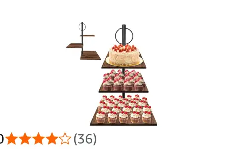 Espositore a più piani con torta centrale e numerosi cupcake decorati, perfetto per ogni festa.