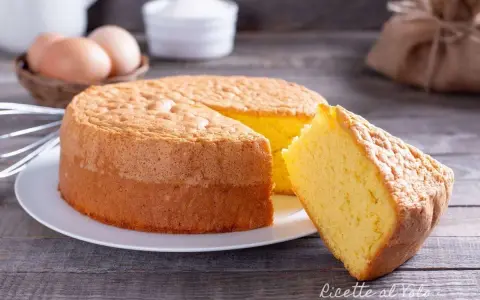Un pan di spagna soffice, dorato e profumato, pronto per essere gustato. La sua consistenza ariosa invita a un morso goloso.