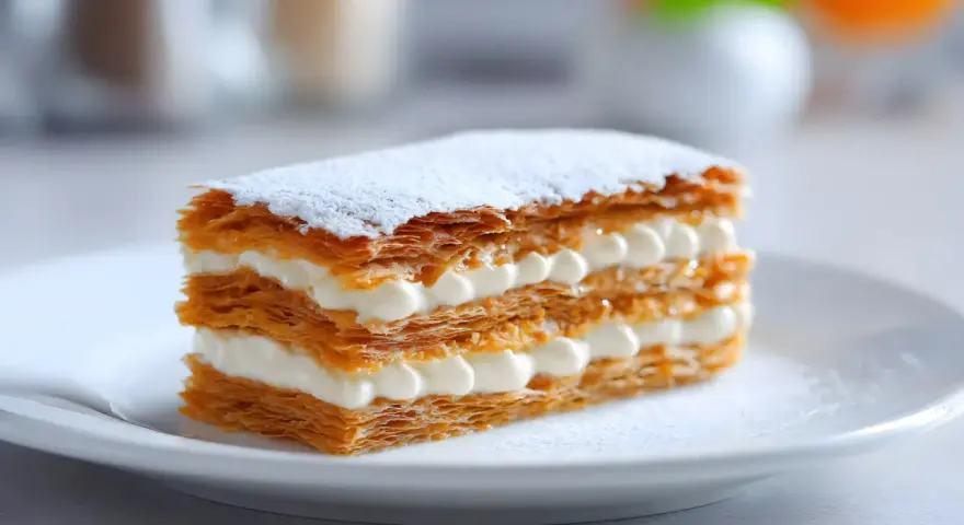 Millefoglie con crema pasticcera, un dolce perfetto per chi vuole imparare come usare agar agar per una consistenza ideale.